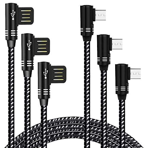 CableCreation 10 Feet Right Angle Micro USB 2.0 Braided Cable 90 Degree Vertical Right USB 2.0 A Male to Micro USB Male with Aluminium Case,3 Meters,Space Gray
